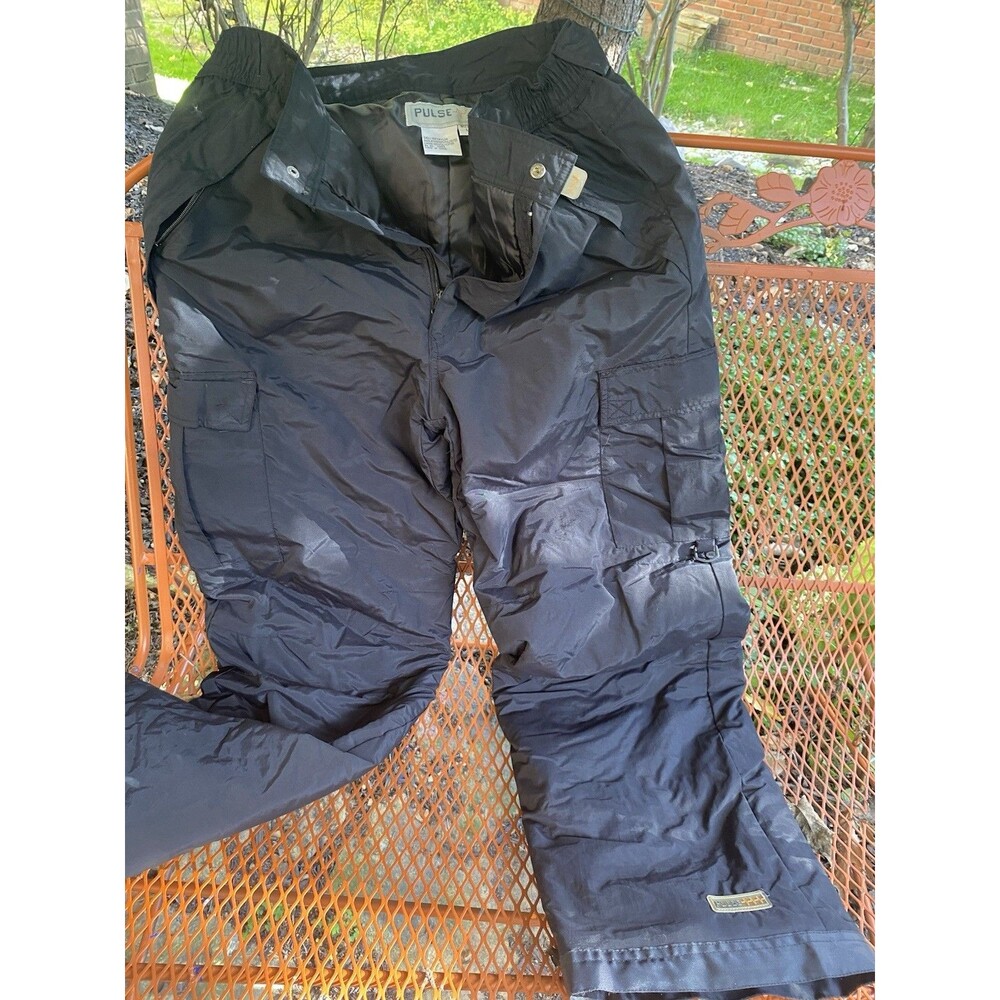 Pulse Men's Black Insulated Snow Ski Cargo Pants Size L Waterproof Winter